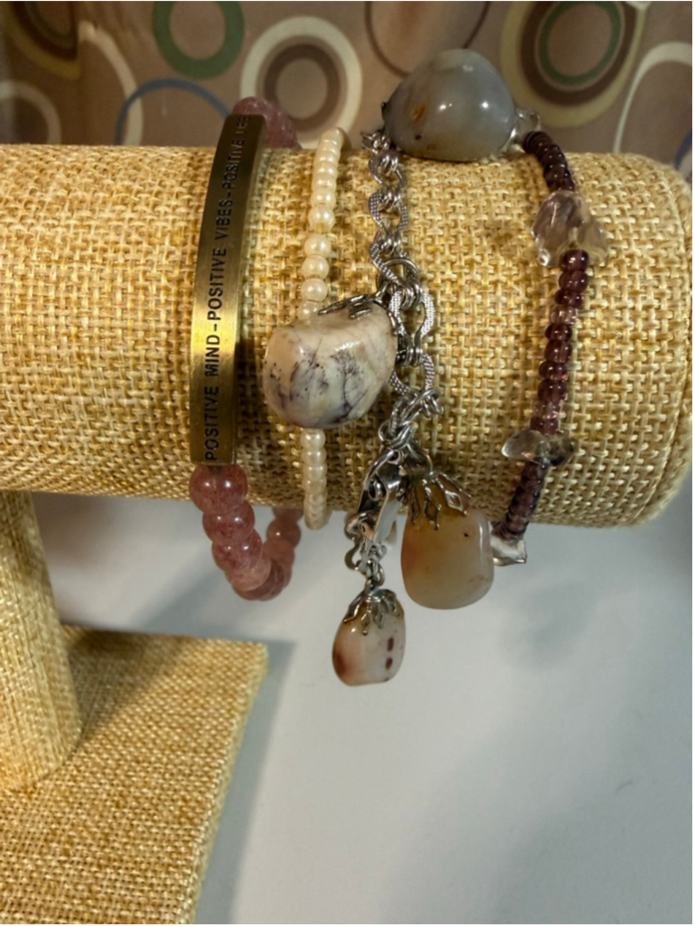 Pre-Loved Curated Bracelet Stack with Natural Stones and Inspirational Elements - Picture 1 of 7
